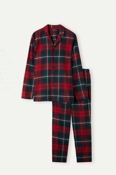 Red Tartan Brushed Cloth Full Length Pajamas