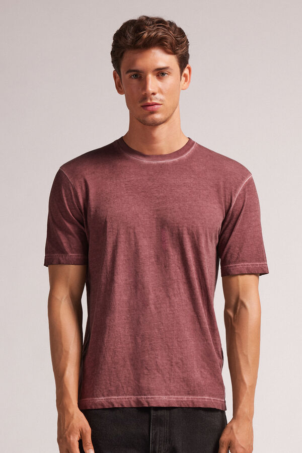 Kurzarmshirt aus Baumwolle Oil Washed