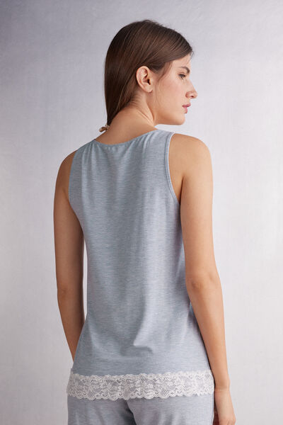 Tanktop aus Modal mit Spitzendetails