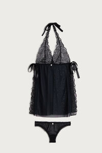 Conjunto babydoll y brasileño de encaje
