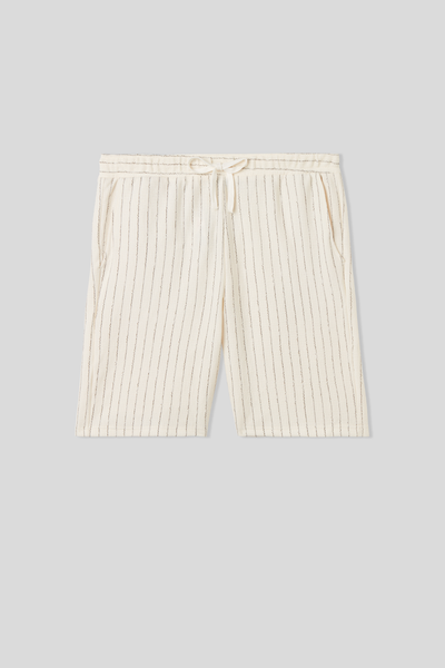 Pantaloni Scurți din Molton în Dungi Verticale
