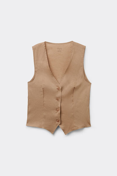 The Pure Linen Gilet in Linen Canvas