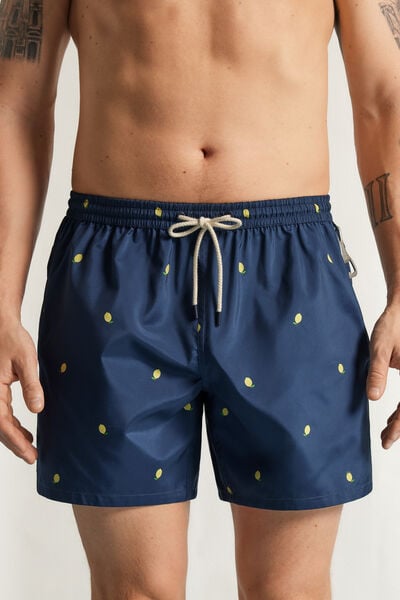 Short de bain r&eacute;versible &agrave; imprim&eacute; citron