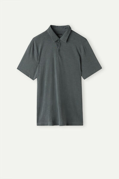 Washed Collection Short-Sleeved Slub Cotton Polo Shirt
