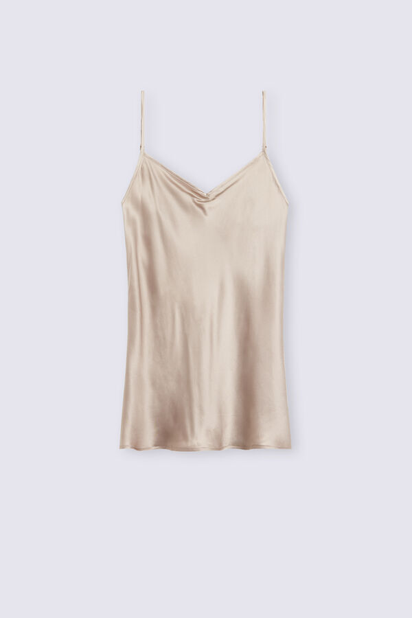Top en Satin de Soie avec Col V