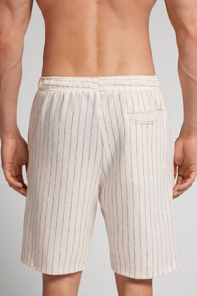 Pantalone Corto in Felpa a Righe Verticali