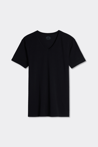 T-shirt Scollo a V in Cotone Superior Elasticizzato