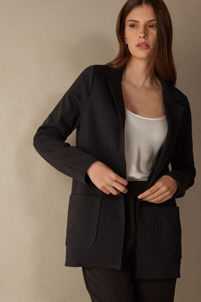 Cotton Interlock Buttoned Jacket