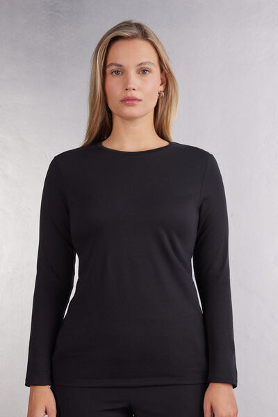 Long-Sleeved Round-Neck Superior Cotton Top