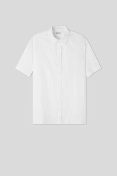 Camicia a Manica Corta in Lino e Cotone