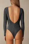 Shimmer All Night Long Sleeve Lamé Bodysuit