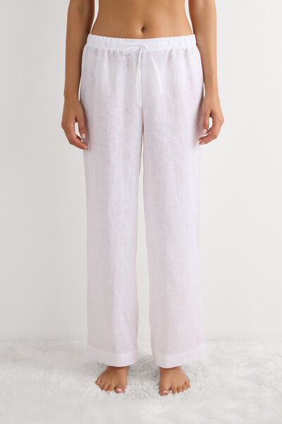 Pantalone Lungo con Coulisse in Tela di Lino The Pure Linen