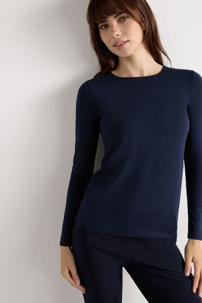 Langärmeliges Rundhalsshirt aus Micromodal