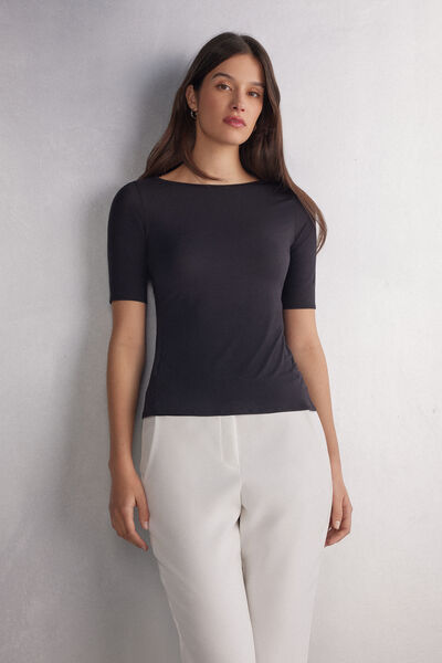 Maglia Scollo Barchetta in Fresh bamboo