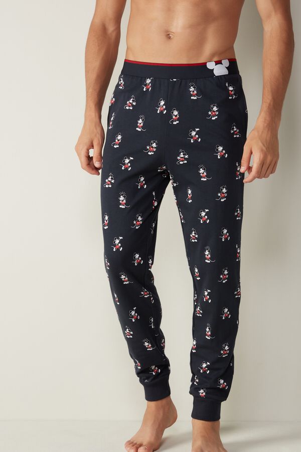 Printed Interlock Cotton Pants with Visible Elastic