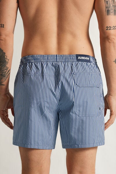 Badeshorts zum Wenden mit Streifenmuster in Wei&szlig;/Blau