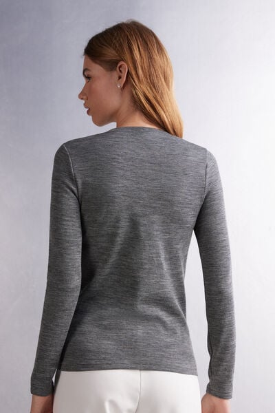 Wool & Cotton Long Sleeve Crewneck Top