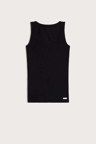 Natural Cotton Wide Shoulder Tank Top