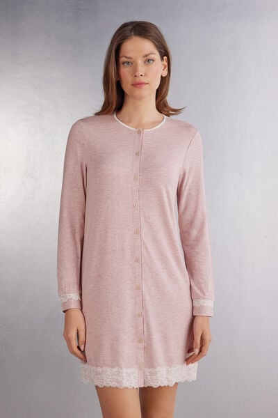 Camicia da Notte Aperta con Dettagli in Pizzo