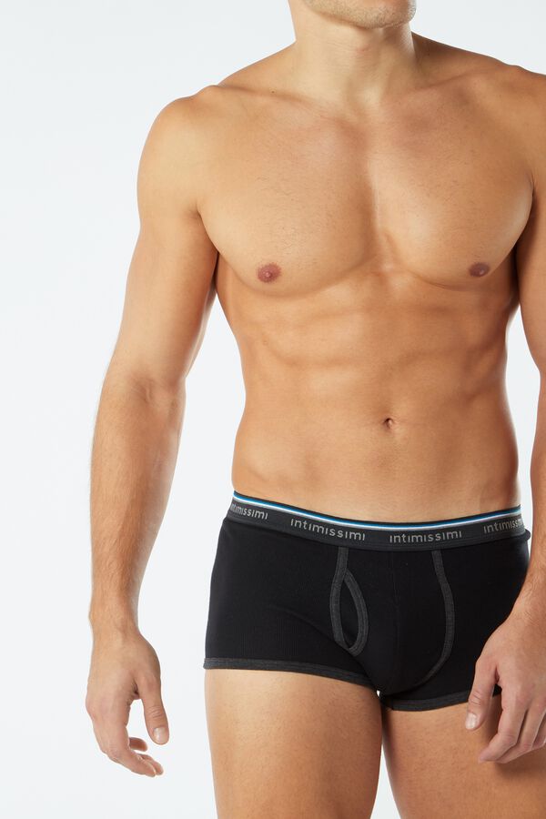 Logo Detailed Ribbed Stretch-Cotton Boxers