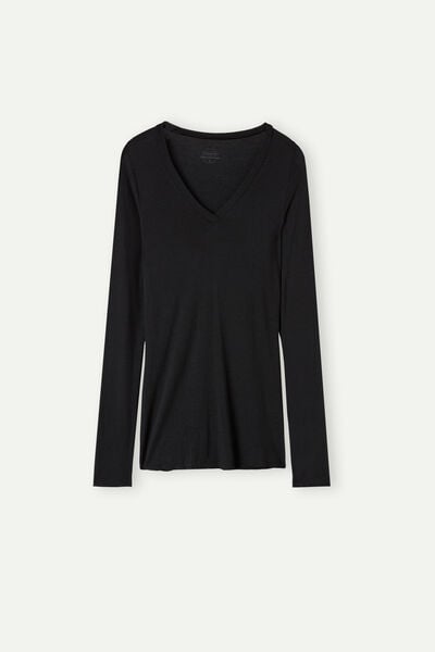 Maglia Scollo a V in Modal Ultralight con Cashmere