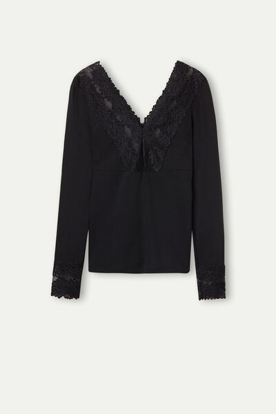 Maglia Manica Lunga Scollo a V Pretty Flowers