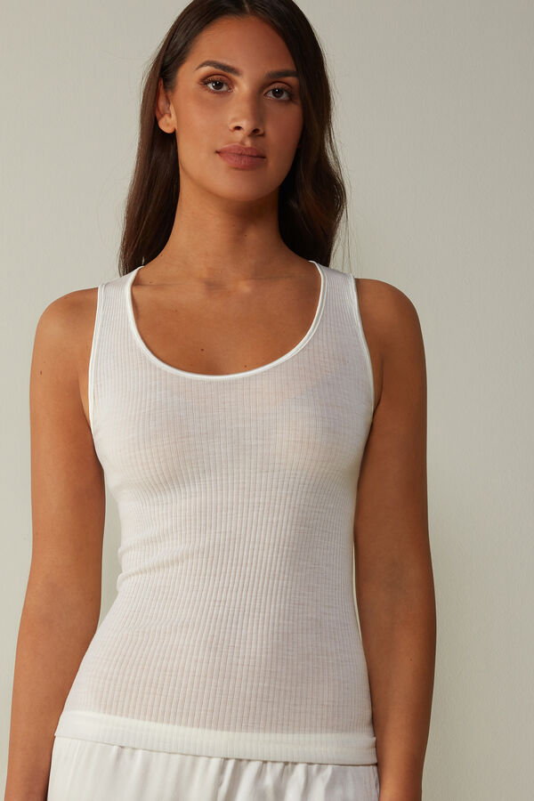 Scoop Neck Tank Top in Wool and Silk