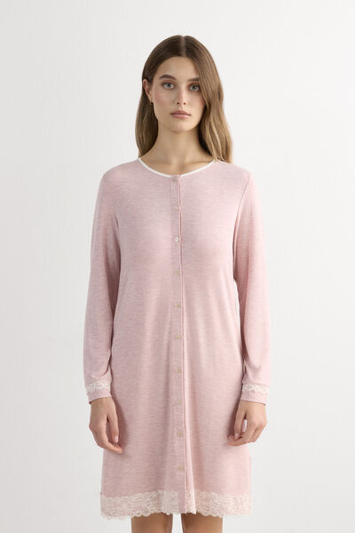 Camicia da Notte Aperta con Dettagli in Pizzo