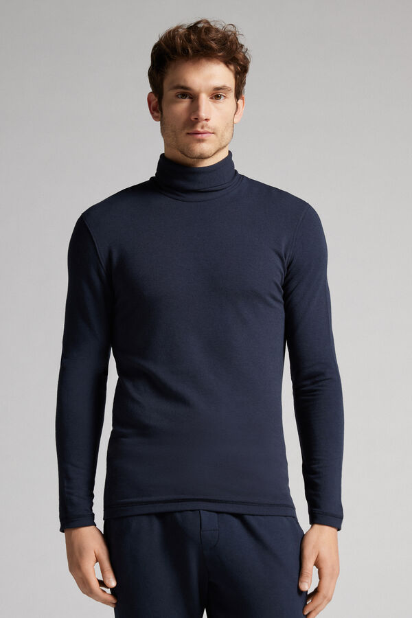 Long-sleeve High-Neck Modal-Cashmere Top