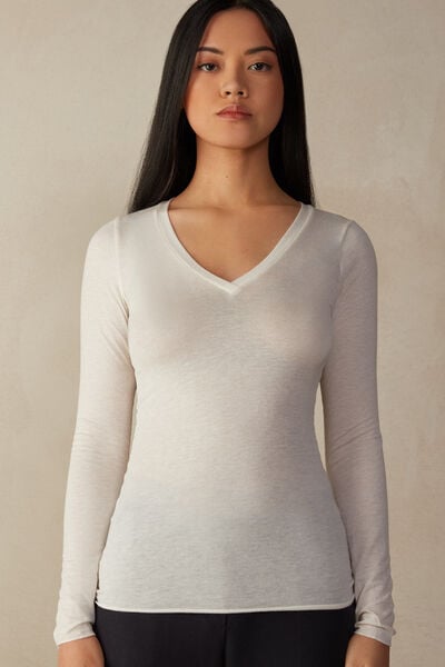 V-neck top in Modal Ultralight with Cashmere