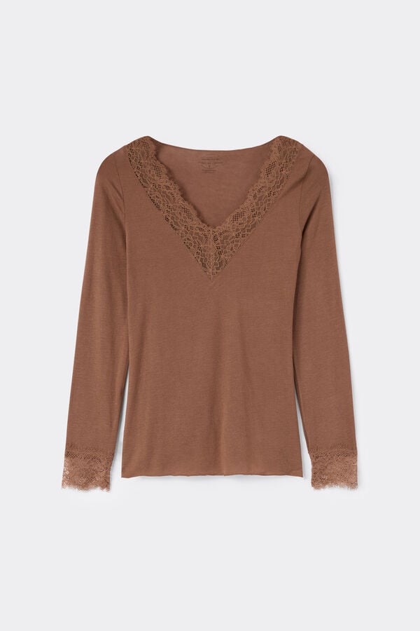 Modal Cashmere Ultralight Long Lace Shirt