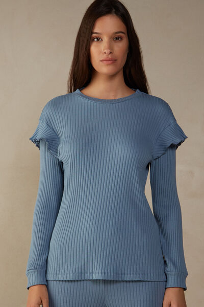 Cozy Mountains Long Sleeve Ribbed Top