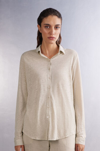 Long-Sleeved Linen Shirt