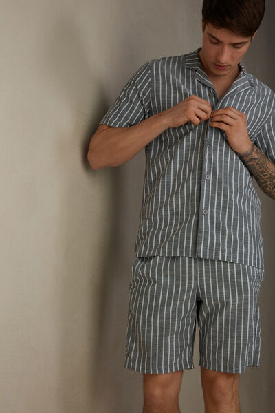 Striped Button-Up Cotton Pyjama Set