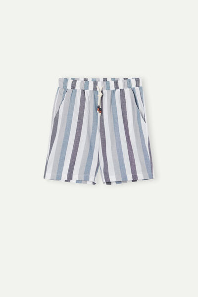 Linen and Cotton Macro Stripes Shorts