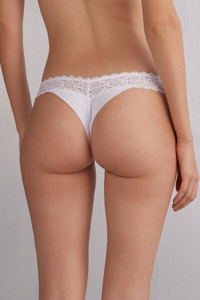 ‘80s-Style Lace and Microfibre Brazilian Briefs