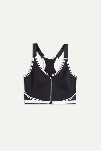 In Action Zipped Bra Top with Supima® Cotton Lining