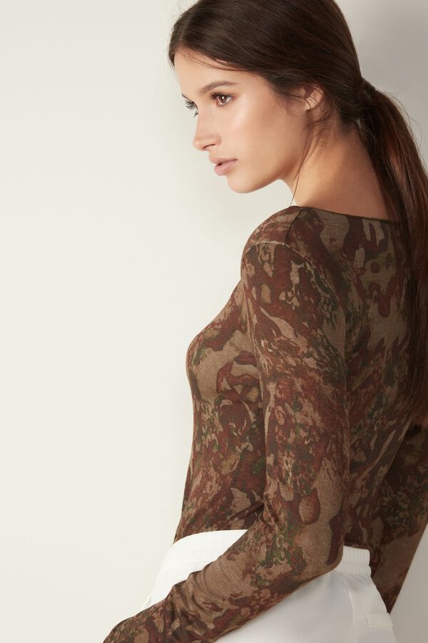 Top in Camouflage Modal Cashmere Ultralight