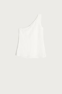 Habotai Silk and Modal One-Shoulder Top