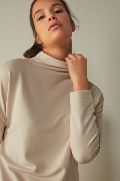 Funnel Neck Top in Plush Modal with Cashmere