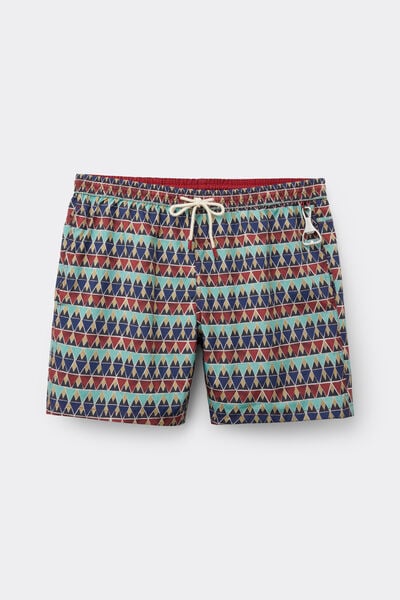 Badeshorts zum Wenden mit mehrfarbigem Print in Rot