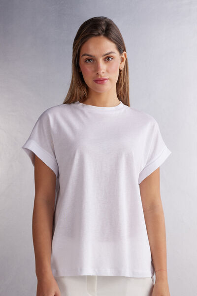 Short-Sleeved Ultrafresh Cotton Top with Turn-Ups