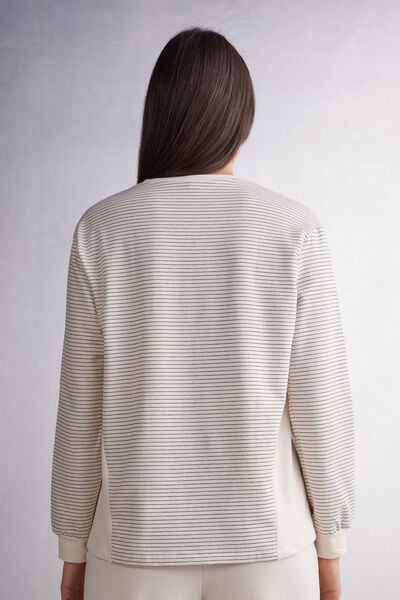 Maglia Scollo a V Creamy Stripes