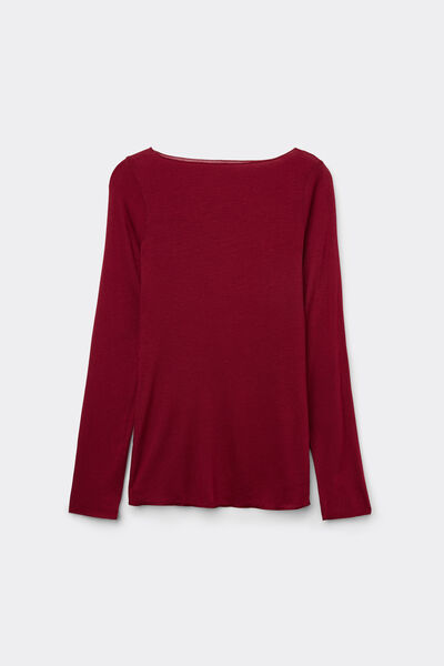 Maglia Manica Lunga in Modal con Cashmere e Scollo a Barchetta