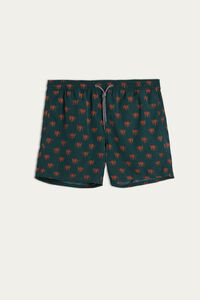 Mid-Length Micro Cheetah Print Swim Shorts