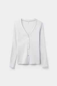 Ribbed Lamé Cotton Cardigan