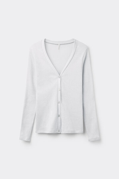 Cardigan a Costine in Cotone Lamè