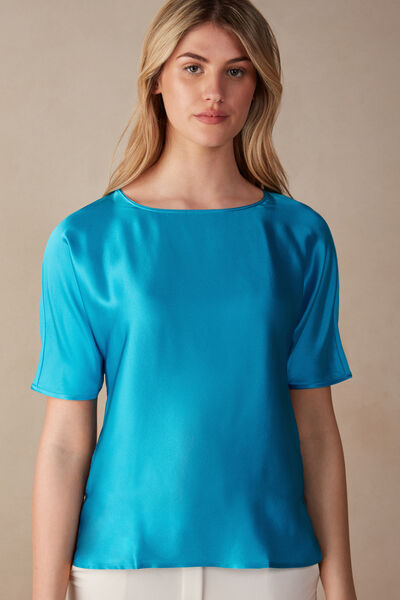 Short-Sleeved Silk and Modal Top