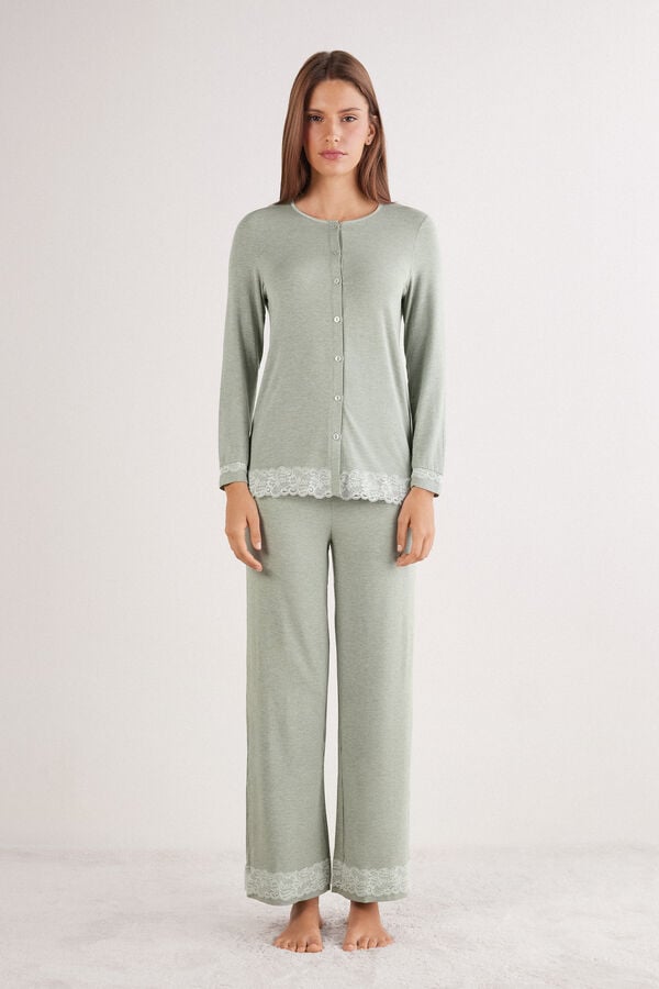 Long Button-Up Modal and Lace Pyjamas