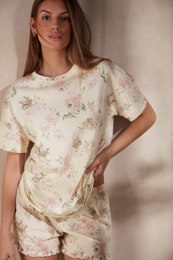 Scent of Roses Short-Sleeved Cotton Top